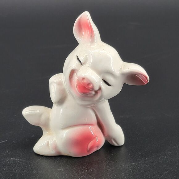 Vintage Japan Miniature Pink Ceramic Pig Figurines Set of 3 - Picture 2 of 5